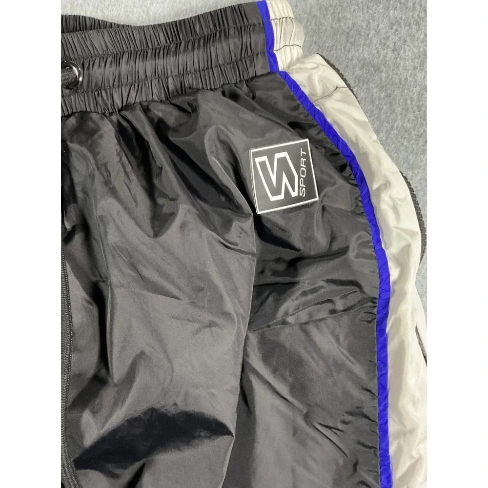 Waydamin Sport Mens Nylon Track Pants Blue Side Zip Joggers Small 1481